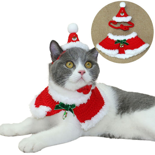 Christmas Cat Costume with Santa Hat